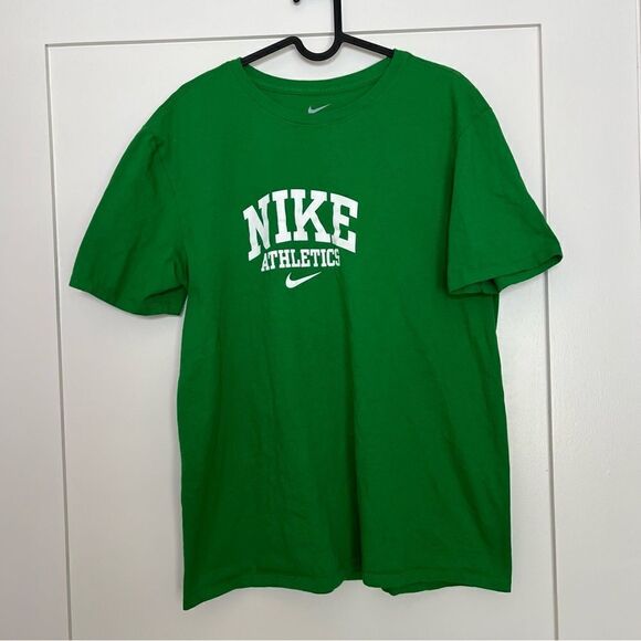 The Nike Tee Athletic Cut Unisex T Shirt Large Green Short Sleeve 100% Cotton - Picture 1 of 9